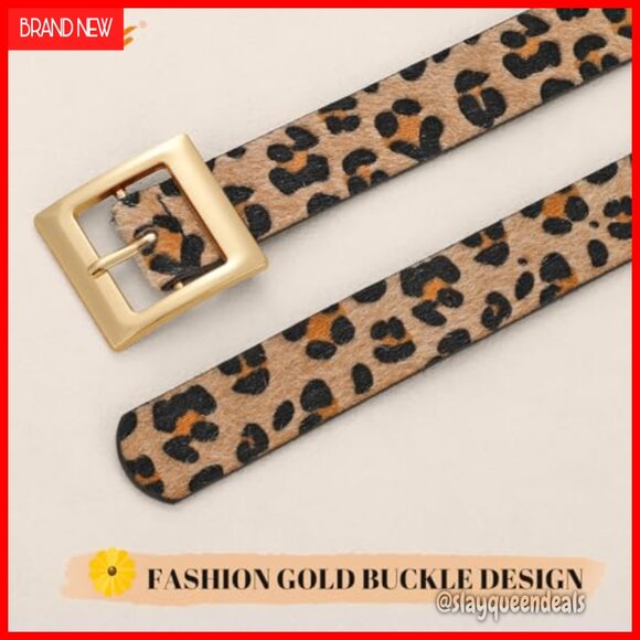Women\'s PU Leather Belt with Square Gold Buckle for Jeans Dresses main image 4